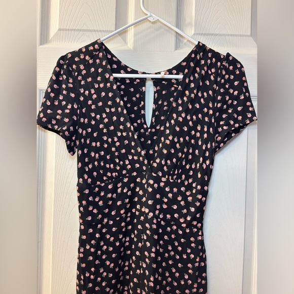 Free People Mia Black & Pink Rose Jumpsuit - Picture 3 of 11